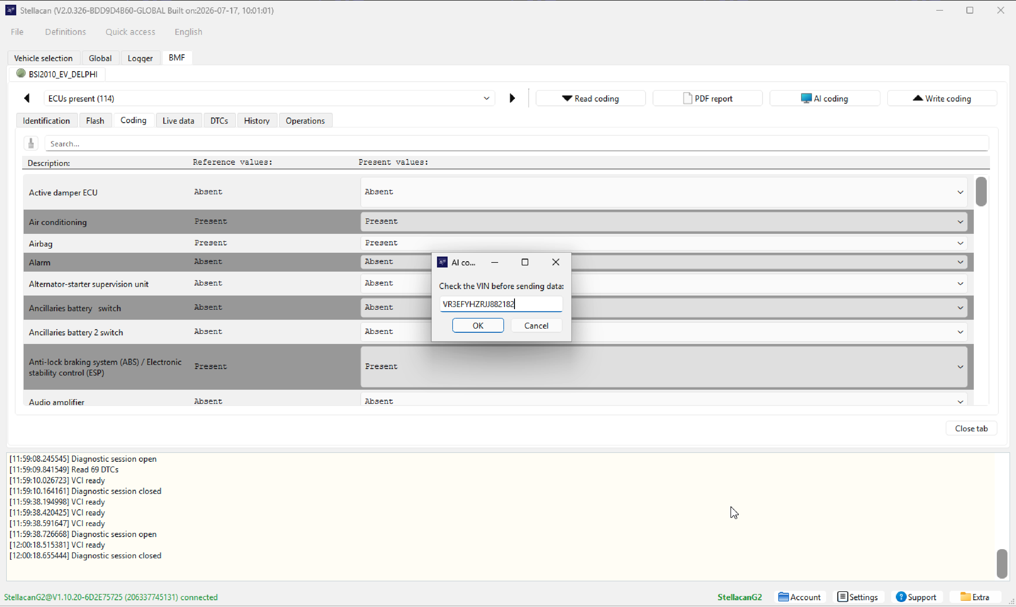 AI coding VIN verification dialog