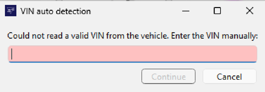 Manual VIN entry dialog
