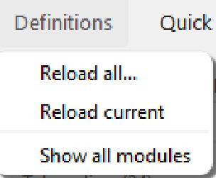 Definitions menu