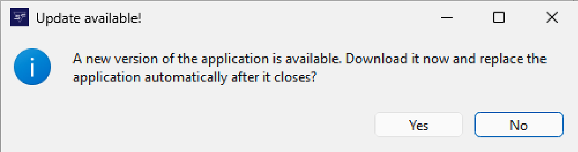 Update available confirmation window